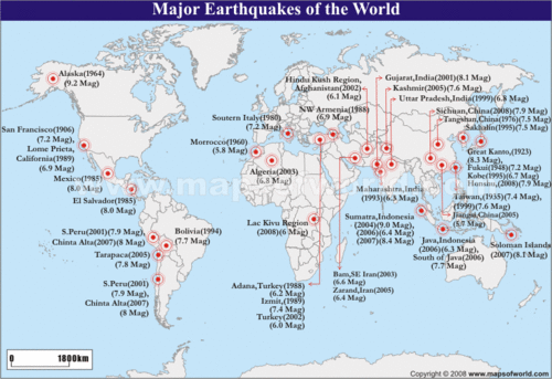 Updated Map of the Earthquakes of the World
